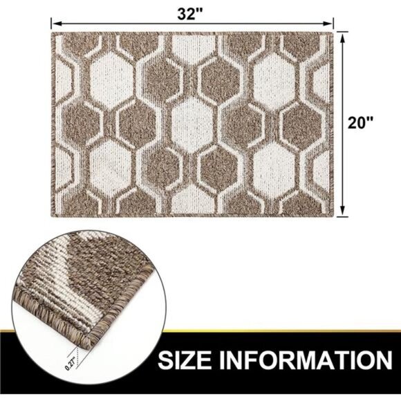 Indoor Door Mat, Front Back Door Mats Non-Slip Entryway Rug, 20X32 " Brown - Picture 7 of 7